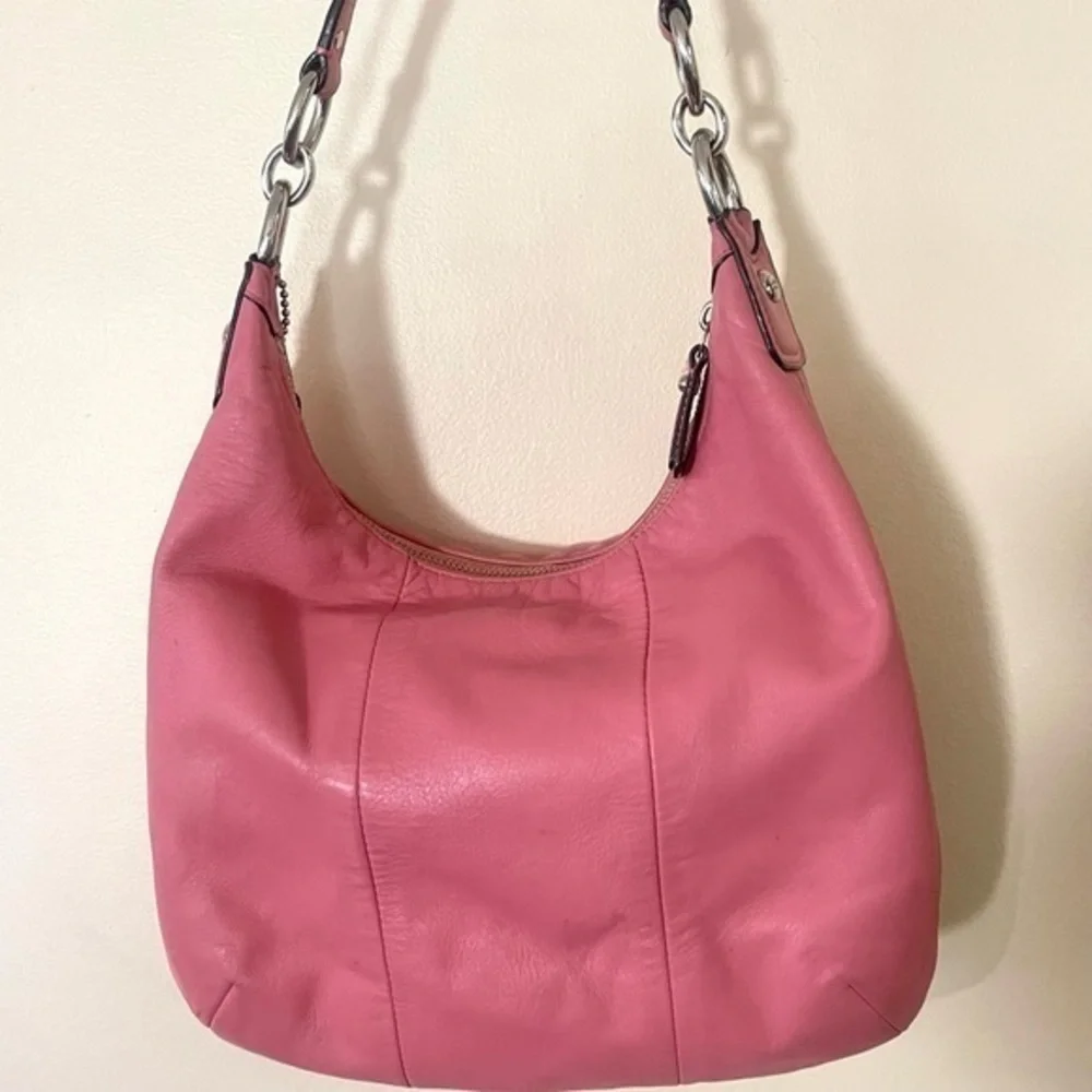COACH KRISTIN LEATHER Rose/Silver LARGE HOBO F22309 $458 Retail
